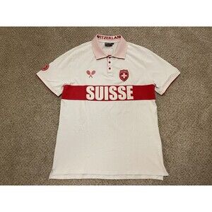 Rare Switzerland Swiss Suisse Davis Cup Tennis Hi-Pro Polo T-Shirt Men’s Sz XXL